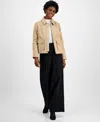 Cole Haan Women's Leather Zip-front Collared Coat In Sesame