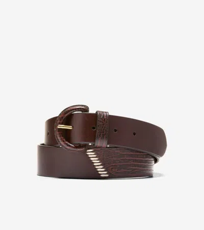 Cole Haan Women's Lizard Embossed Leather Belt - Brown Size Small