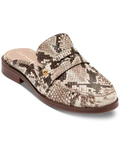 Cole Haan Women's Lux Pinch Penny Mule Flats In Sandollar Soho Snake