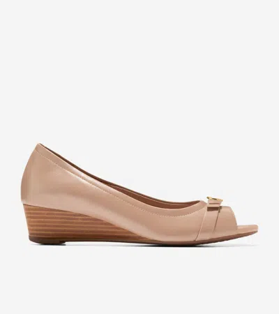 Cole Haan Women's Malta Peep Toe Wedges - Beige Size 9.5