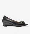 Cole Haan Malta Peep Toe Wedge Pump In Black