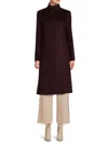 Cole Haan Womens Stand-collar Single-breasted Wool Blend Coat In Red