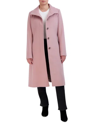 Cole Haan Women's Minimal Wool Blend Car Coat In Dusty Rose