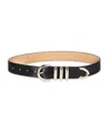Cole Haan Women's Modern Triple Keeper Beveled Edge Leather Belt In Black