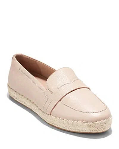 Cole Haan Women's Montauk Almond Toe Black Espadrille Loafers In Sandollar Beige