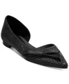 Cole Haan Noella Bow Satin Skimmer Flat In Black