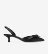 Cole Haan Noella Bow Slingback Pointed Toe Kitten Heel Pump In Black