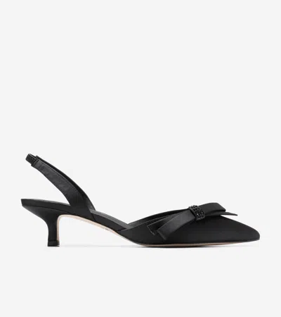 Cole Haan Noella Bow Slingback Pointed Toe Kitten Heel Pump In Black