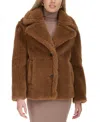 Cole Haan Teddy Wool Blend Faux Fur Jacket In Toffee