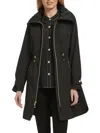 Cole Haan Travel Packable Hooded Rain Jacket In Black