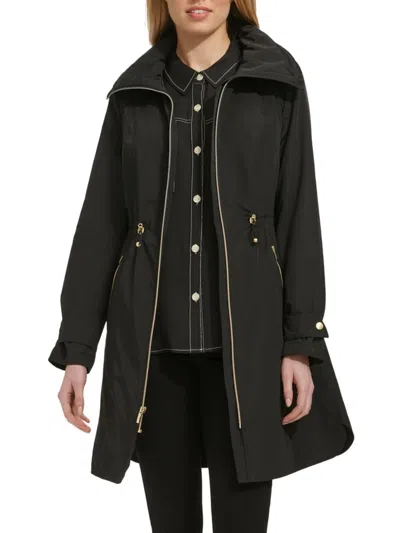 COLE HAAN WOMEN'S PACKABLE DRAWCORD LONGLINE RAIN JACKET