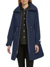 Cole Haan Travel Packable Hooded Rain Jacket In Blue