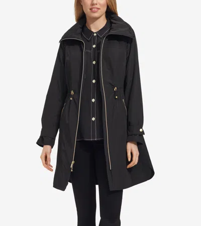 COLE HAAN COLE HAAN WOMEN'S PACKABLE RAIN JACKET - BLACK SIZE MEDIUM WATER-RESISTANT