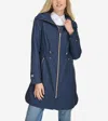 Cole Haan Travel Packable Hooded Rain Jacket In Blue