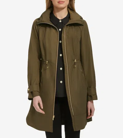 COLE HAAN COLE HAAN WOMEN'S PACKABLE RAIN JACKET - GREEN SIZE XS WATER-RESISTANT