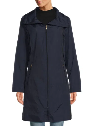 Cole Haan Women's Packable Raincoat In Indigo
