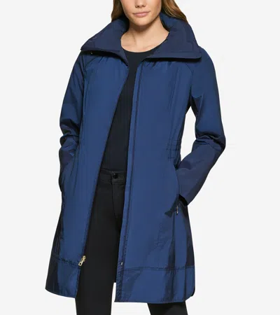 Cole Haan Women's Packable Travel Rain Jacket - Blue Size Xs