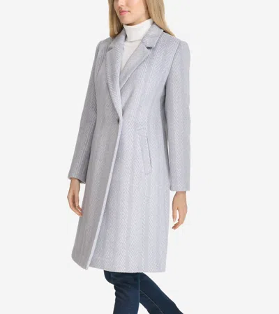 Cole Haan Women's Patterned Asymmetric Coat - Grey Size 8 In Gray