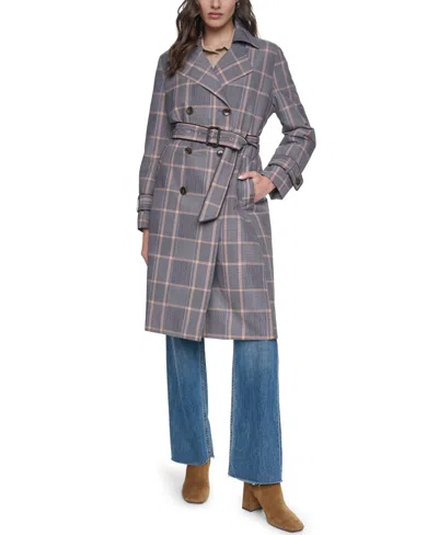 Cole Haan Women's Plaid Trench Coat In Multi Plaid