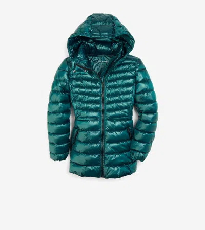 Cole Haan Quilt Pearl Faux Down Jack W Remov Hood In Emerald