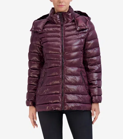 COLE HAAN COLE HAAN WOMEN'S QUILTED PEARL PUFFER JACKET - RED SIZE LARGE