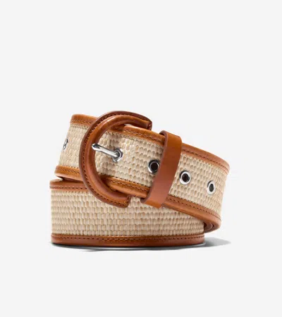 Cole Haan Women's Raffia Textured Belt - Beige Size Xl In White