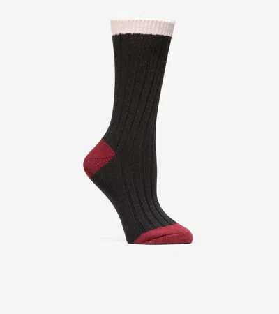 Cole Haan Women's Ribbed Crew Socks - Black