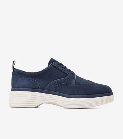 Cole Haan Women's Øriginal Grand City Platform Wingtip Oxford Shoes - Blue Size 7