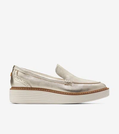 Cole Haan Women's Originalgrand Platform Venetian Metallic Leather Loafers In Softgold