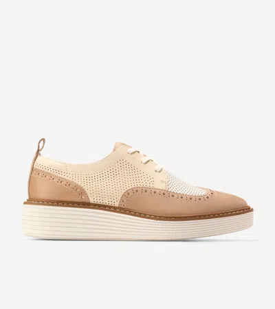 Cole Haan Women's Øriginal Grand Platform Wingtip Oxford Shoes - Beige Size 8