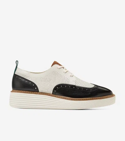Cole Haan Women's Øriginal Grand Platform Wingtip Oxford Shoes - Black Size 9.5 In White