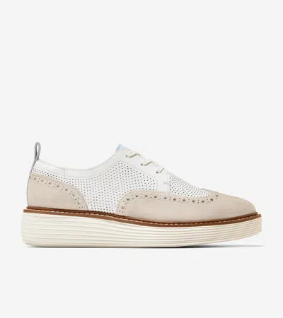 Cole Haan Women's Øriginal Grand Platform Wingtip Oxford Shoes - White Size 9.5