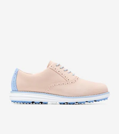 Cole Haan Women's Øriginal Grand Shortwing Golf Shoes Size 9 Waterproof In Bleached Tan-vista Blue