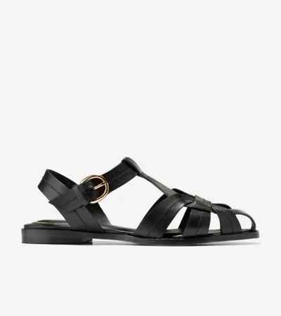 Cole Haan Women's Rosette Fisherman Sandals - Black Size 9.5
