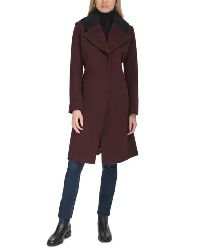 Cole Haan Women's Shawl Collar Wool-blend Coat In Bordeaux