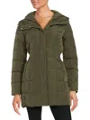 Cole Haan Women's Shirred-waist Hooded Quilted Down Coat In Green