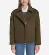 Cole Haan Women's Short Boxy Twill Wool Jacket - Medium Green Size Small In Green