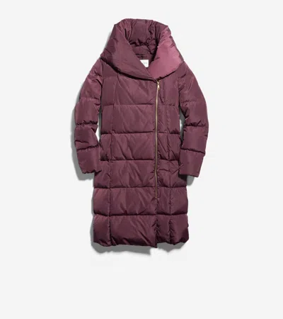 Cole Haan Women's Signature Asymmetrical Collar Convertible Coat 40in - Red Size Large