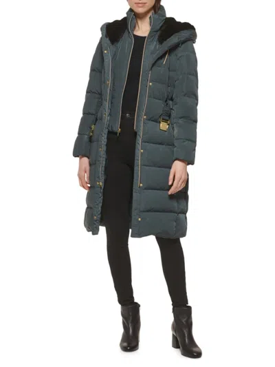 Cole Haan Women's Signature Faux Fur Lined Down Coat In Graphite
