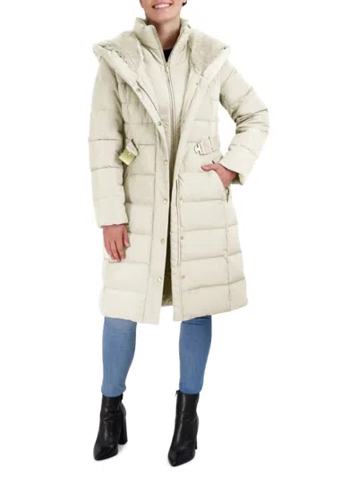 Cole Haan Women's Signature Faux Fur Lined Down Coat In Ivory