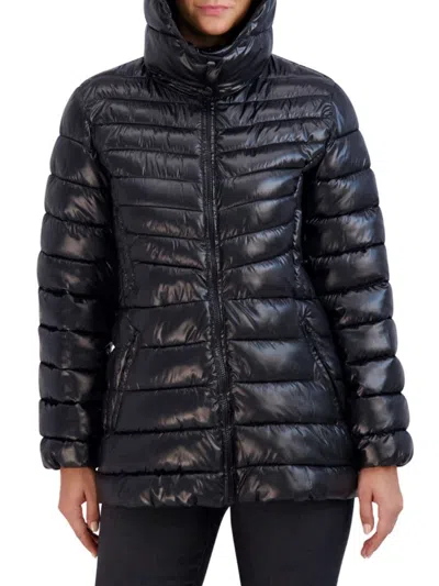 Cole Haan Women's Signature Hooded Puffer Jacket In Black