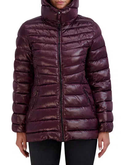 Cole Haan Women's Signature Hooded Puffer Jacket In Sangria