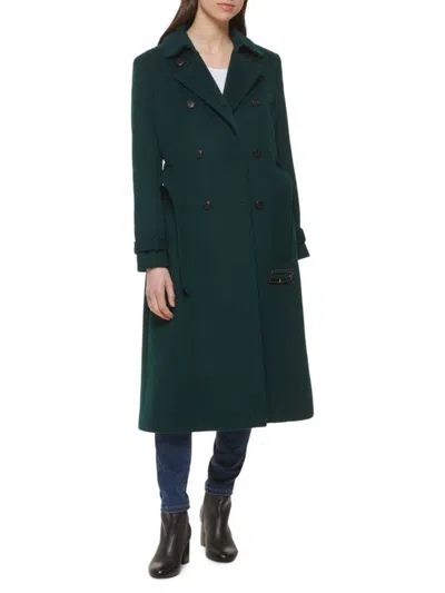 Cole Haan Women's Signature Slick Wool Blend Trench Coat In Forest