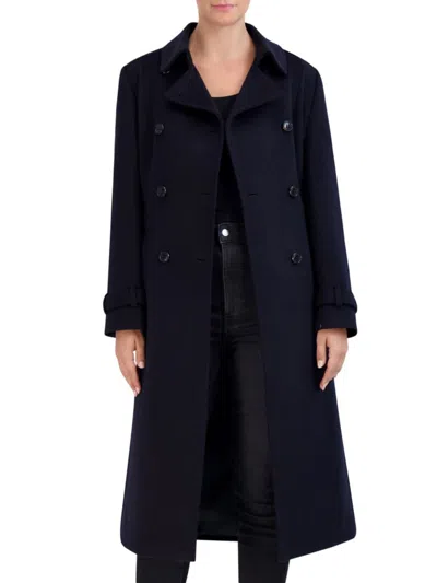 Cole Haan Women's Signature Slick Wool Blend Trench Coat In Midnight