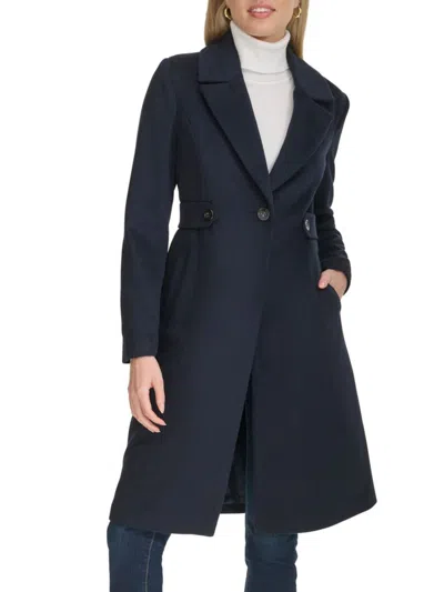 Cole Haan Women's Single Breasted Wool Blend Coat In Navy