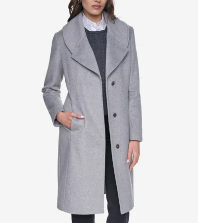 Cole Haan Women's Slick Wool Draped Collar Coat - Grey Size 2 In Gray