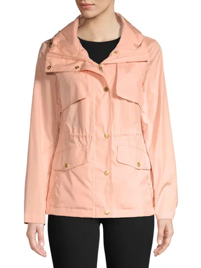 Cole Haan Women's Snap Front Zip Collar Jacket In Apricot