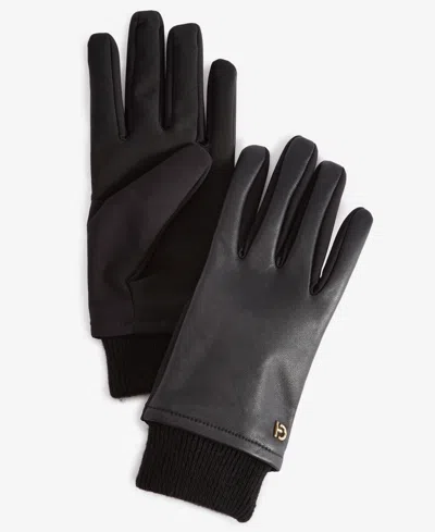 Cole Haan Women's Stretch-palm Leather Gloves In Caviar