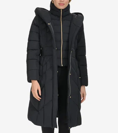 Cole Haan Hooded Puffer Coat In Black