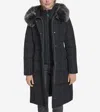 Cole Haan Women's Taffeta Down Coat With Fur - Black Size Medium In Black